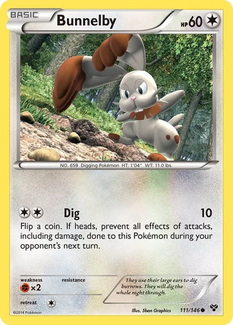 Bunnelby #111/146 Pokémon card from XY Base Set