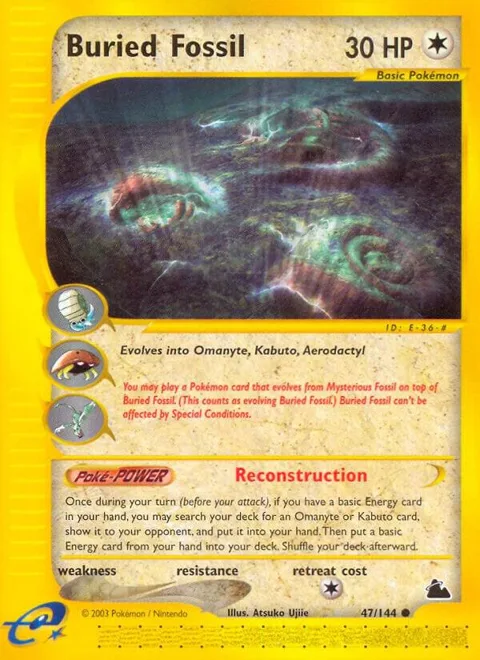 Buried Fossil #047/144 Reverse Holofoil Pokémon card from Skyridge