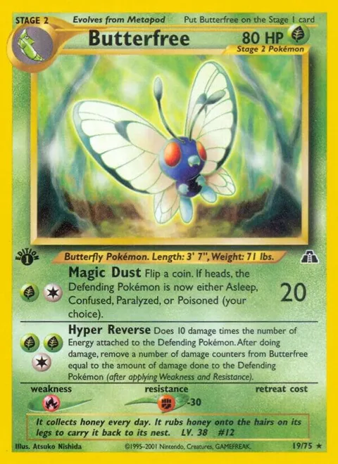 Butterfree #19/75 1st Edition Pokémon card from Neo Discovery