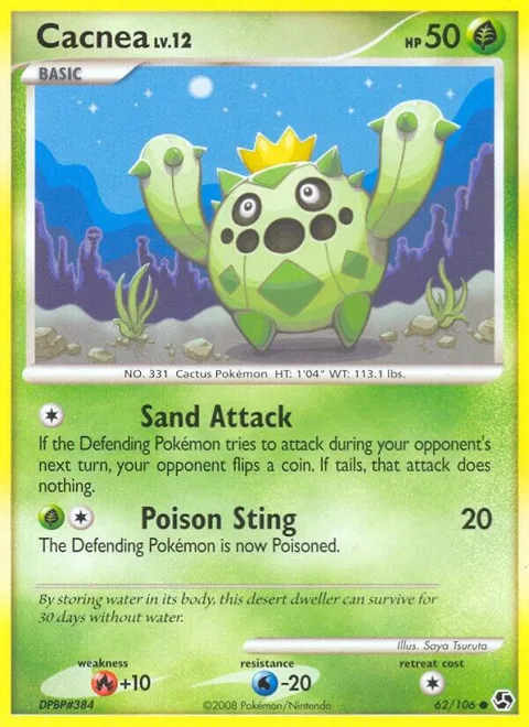 Cacnea #62/106 Reverse Holofoil Pokémon card from Great Encounters