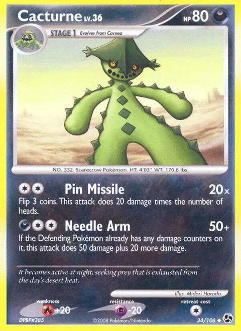 Cacturne #34/106 Pokémon card from Great Encounters