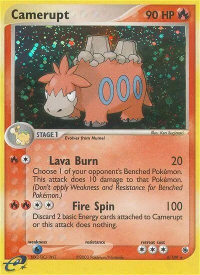 Camerupt #4/109 Reverse Holofoil Pokémon card from EX Ruby and Sapphire