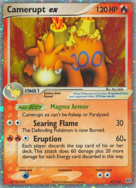 Camerupt ex #92/106 Holofoil Pokémon card from EX Emerald