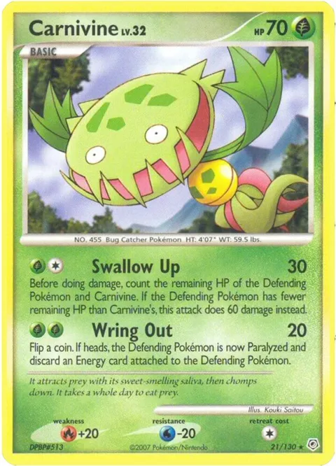 Carnivine #21/130 Pokémon card from Diamond and Pearl