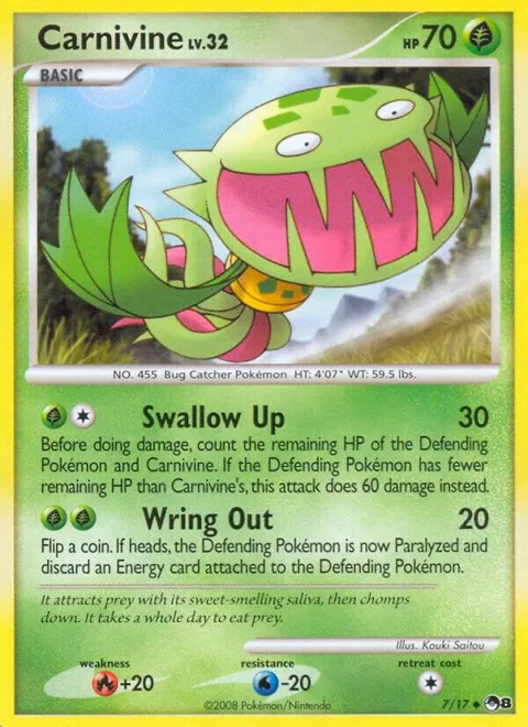 Carnivine #007/017 Pokémon card from POP Series 8