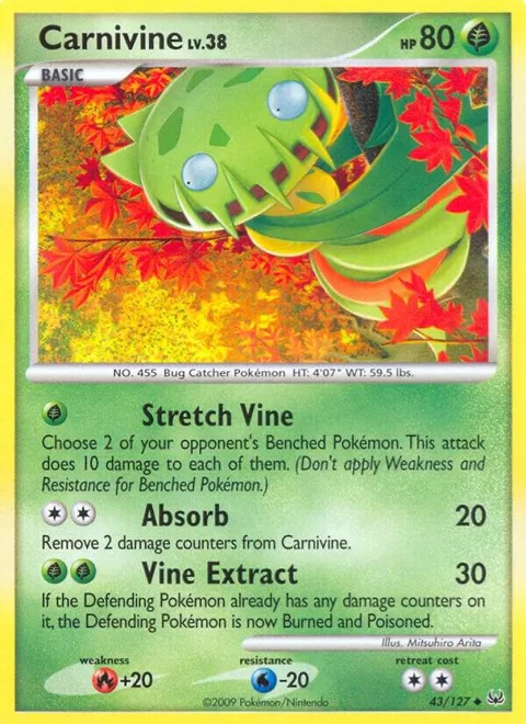 Carnivine 43 #43/127 Reverse Holofoil Pokémon card from Platinum