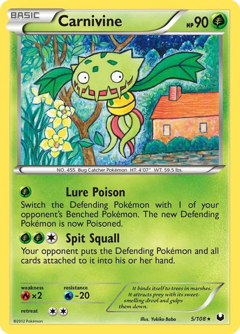 Carnivine #5/108 Reverse Holofoil Pokémon card from Dark Explorers