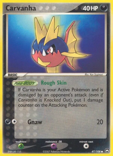 Carvanha #47/108 Reverse Holofoil Pokémon card from EX Power Keepers