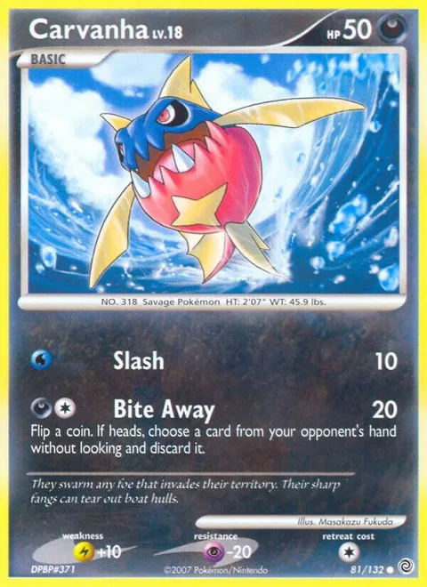 Carvanha #81/132 Pokémon card from Secret Wonders