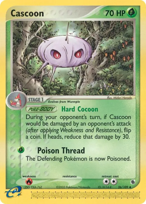 Cascoon #26/109 Reverse Holofoil Pokémon card from EX Ruby and Sapphire
