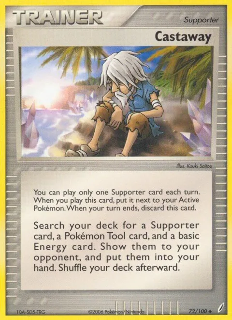 Castaway #72/100 Reverse Holofoil Pokémon card from EX Crystal Guardians