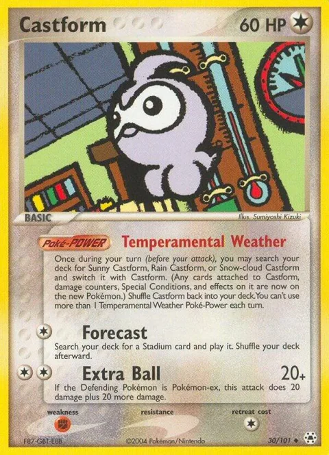 Castform #30/101 Pokémon card from EX Hidden Legends