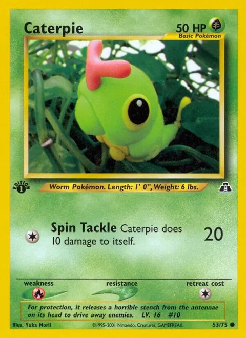 Caterpie #53/75 Unlimited Pokémon card from Neo Discovery