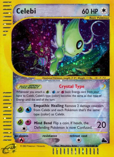 Celebi #145/144 Reverse Holofoil Pokémon card from Skyridge