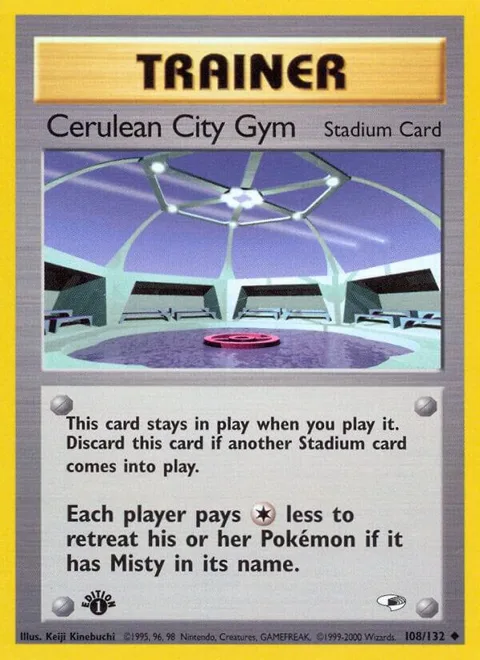 Cerulean City Gym #108/132 1st Edition Pokémon card from Gym Heroes