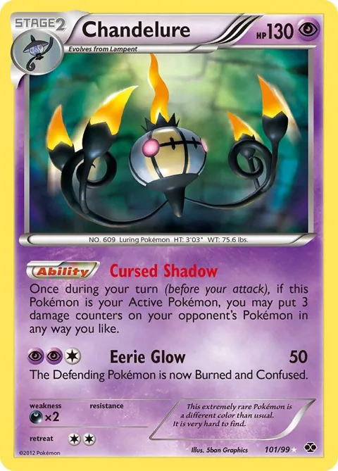 Chandelure Secret Rare #101/99 Holofoil Pokémon card from Next Destinies