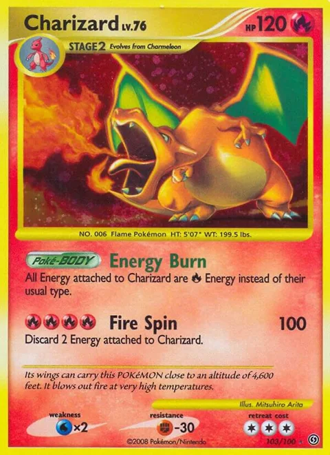Charizard #103/100 Holofoil Pokémon card from Stormfront