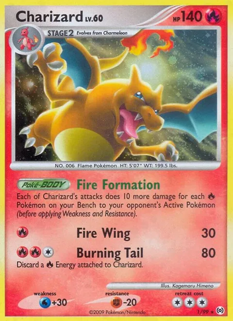Charizard #1/99 Reverse Holofoil Pokémon card from Arceus