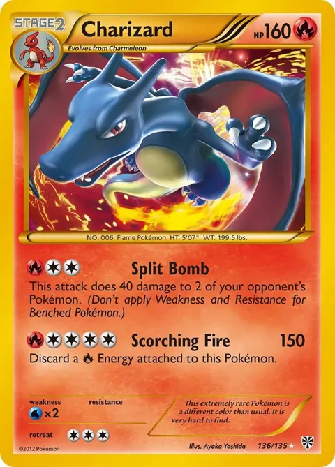 Charizard #136/135 Holofoil Pokémon card from Plasma Storm