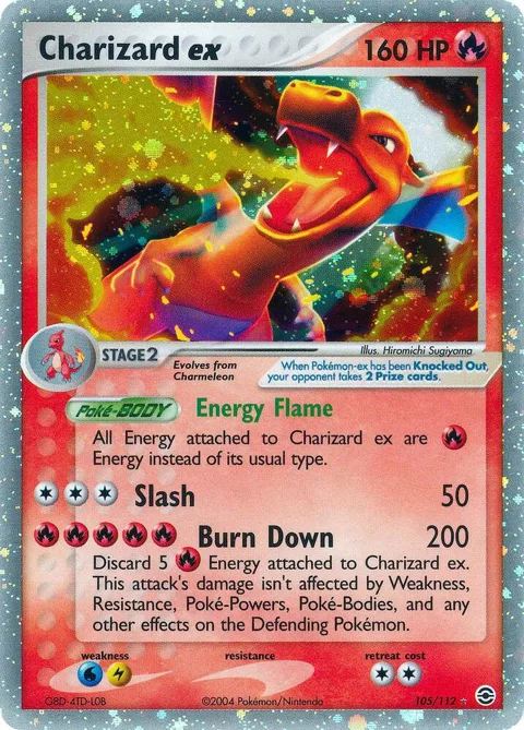Charizard ex #105/112 Holofoil Pokémon card from EX FireRed & LeafGreen
