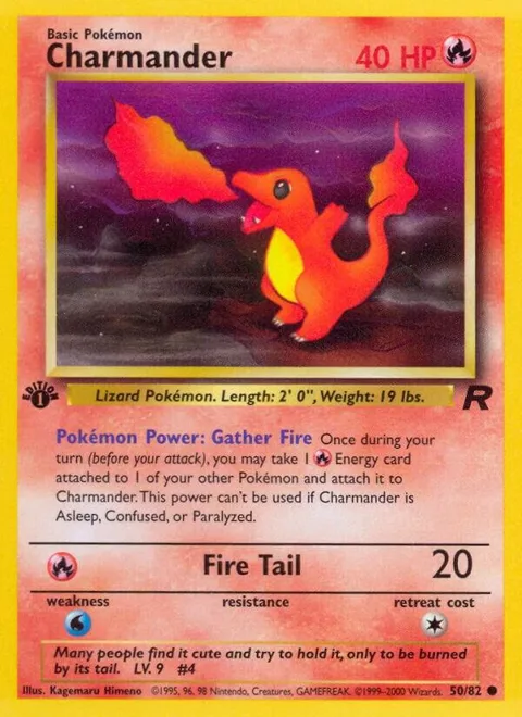 Charmander #50/82 1st Edition Pokémon card from Team Rocket