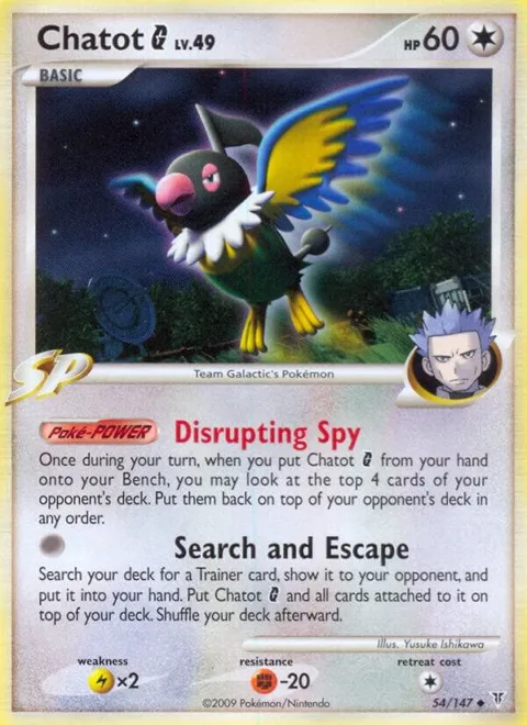 Chatot G #54 Pokémon card from Supreme Victors