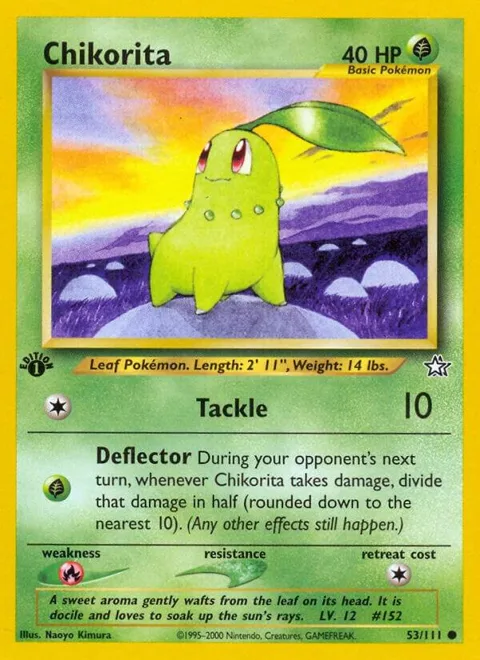 Chikorita 53 #53/111 1st Edition Pokémon card from Neo Genesis