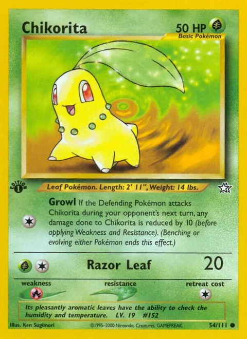 Chikorita 54 #054/111 1st Edition Pokémon card from Neo Genesis