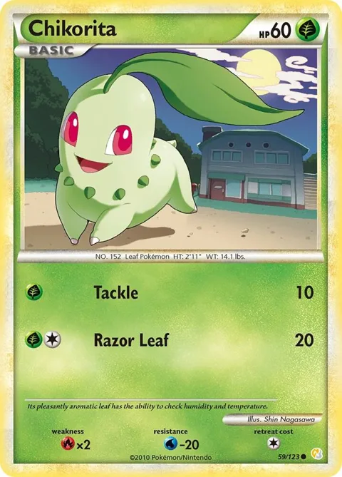 Chikorita #59/123 Reverse Holofoil Pokémon card from HeartGold SoulSilver