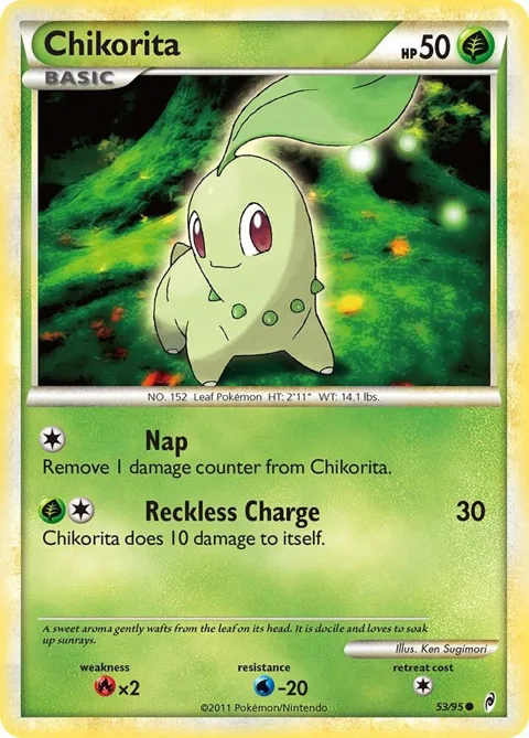 Chikorita #53/95 Reverse Holofoil Pokémon card from Call of Legends