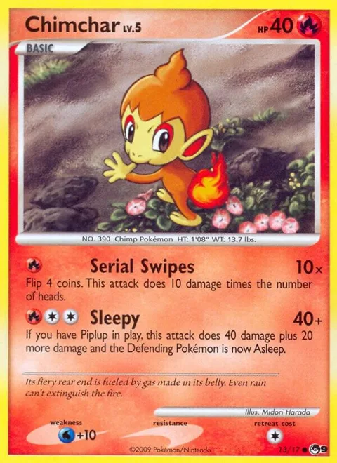 Chimchar #013/017 Pokémon card from POP Series 9