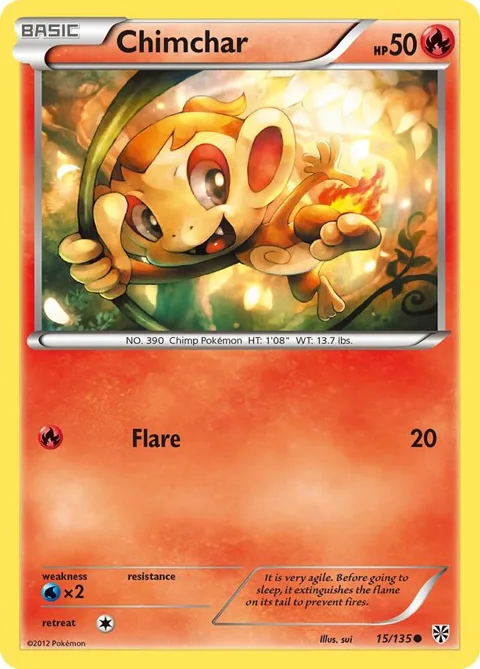 Chimchar #15/135 Pokémon card from Plasma Storm