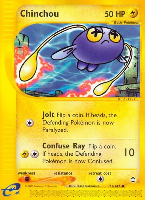 Chinchou 71 #071/147 Reverse Holofoil Pokémon card from Aquapolis