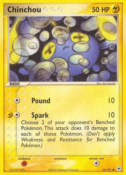 Chinchou #56/101 Pokémon card from EX Hidden Legends