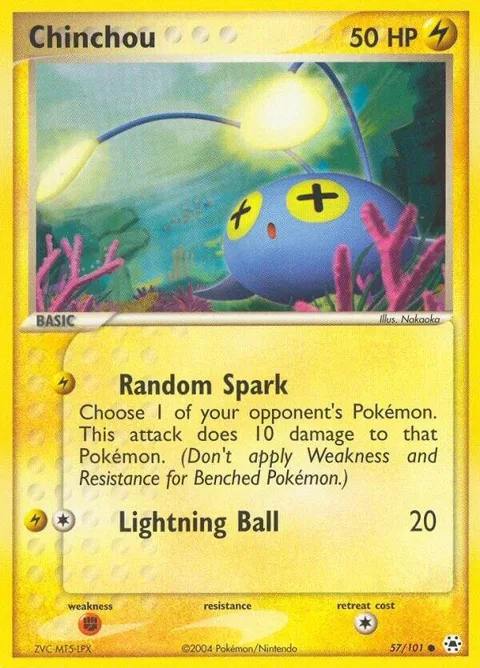 Chinchou #57/101 Pokémon card from EX Hidden Legends