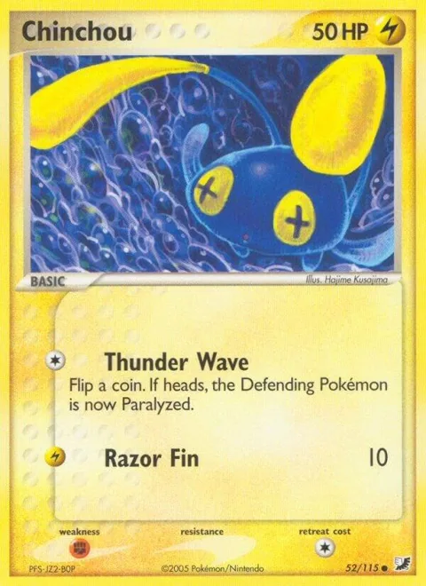 Chinchou #52/115 Pokémon card from EX Unseen Forces