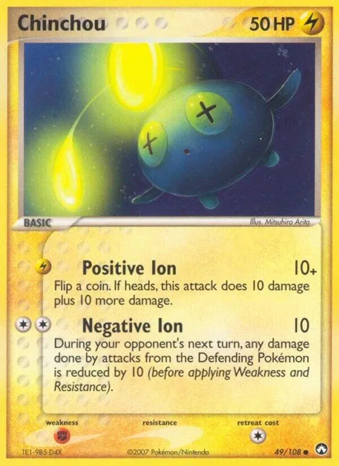 Chinchou #49/108 Pokémon card from EX Power Keepers
