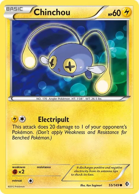 Chinchou #55/149 Reverse Holofoil Pokémon card from Boundaries Crossed