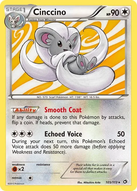 Cinccino #105/113 Holofoil Pokémon card from Legendary Treasures