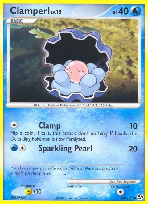 Clamperl #64/106 Reverse Holofoil Pokémon card from Great Encounters