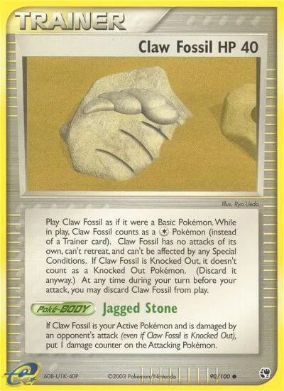 Claw Fossil #90/100 Reverse Holofoil Pokémon card from EX Sandstorm
