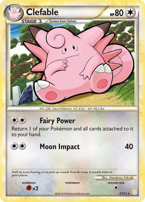Clefable #3/123 Holofoil Pokémon card from HeartGold SoulSilver