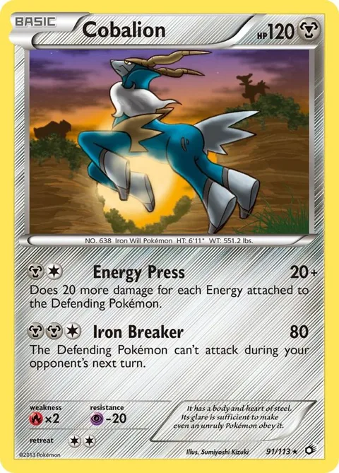 Cobalion #91/113 Reverse Holofoil Pokémon card from Legendary Treasures