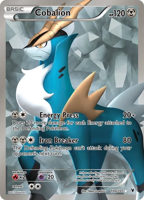 Cobalion 100 Full Art #100/101 Holofoil Pokémon card from Noble Victories