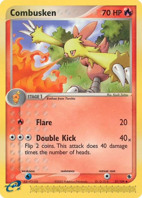 Combusken #27/109 Pokémon card from EX Ruby and Sapphire
