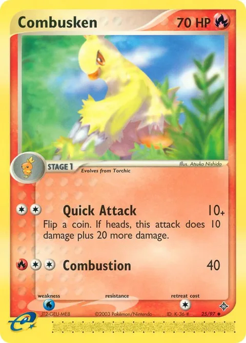 Combusken #25/97 Pokémon card from EX Dragon