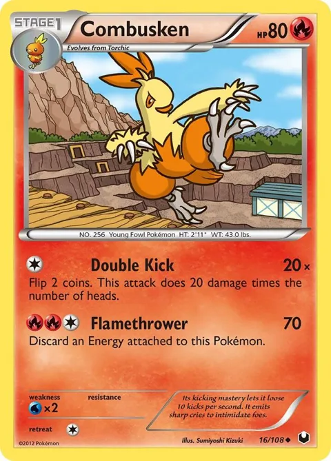 Combusken #16/108 Pokémon card from Dark Explorers