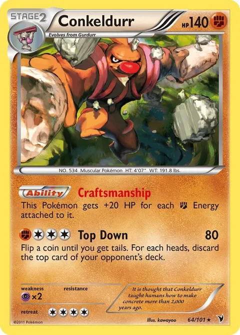 Conkeldurr 64 #64/101 Holofoil Pokémon card from Noble Victories