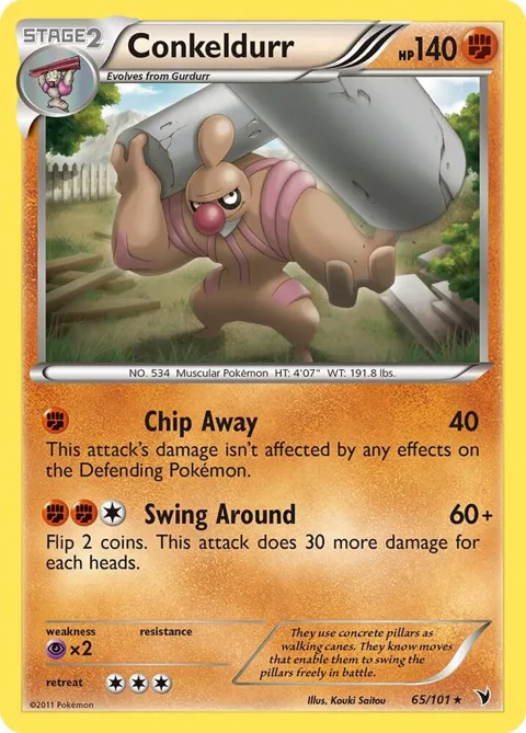 Conkeldurr 65 #65/101 Reverse Holofoil Pokémon card from Noble Victories