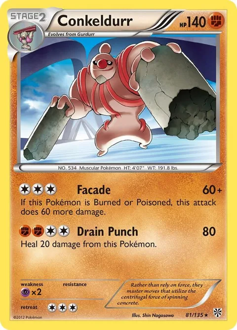 Conkeldurr #81/135 Reverse Holofoil Pokémon card from Plasma Storm